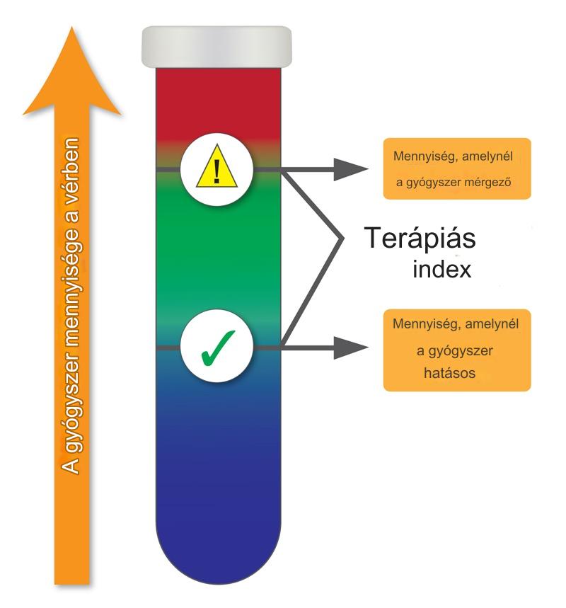 A terápiás index azt jellemzi mennyire biztonságosan lehet adagolni eggy gyógyszert. Ha a szám nagy a gyógyszer biztonságos.