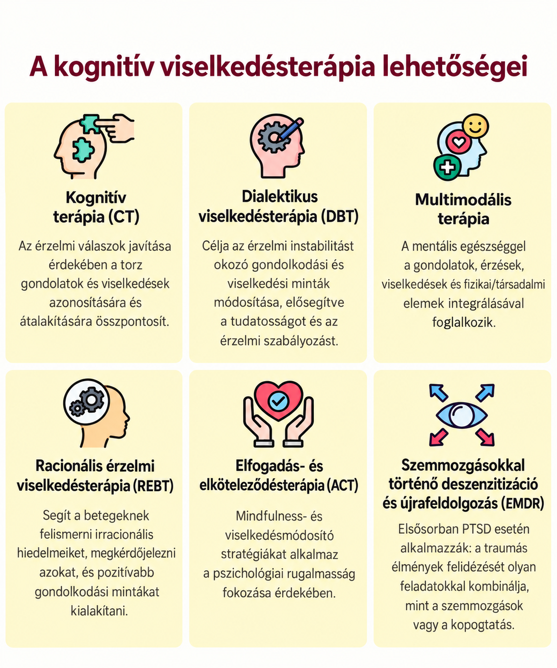 A kognitív viselkedés terápia lehetőségei.