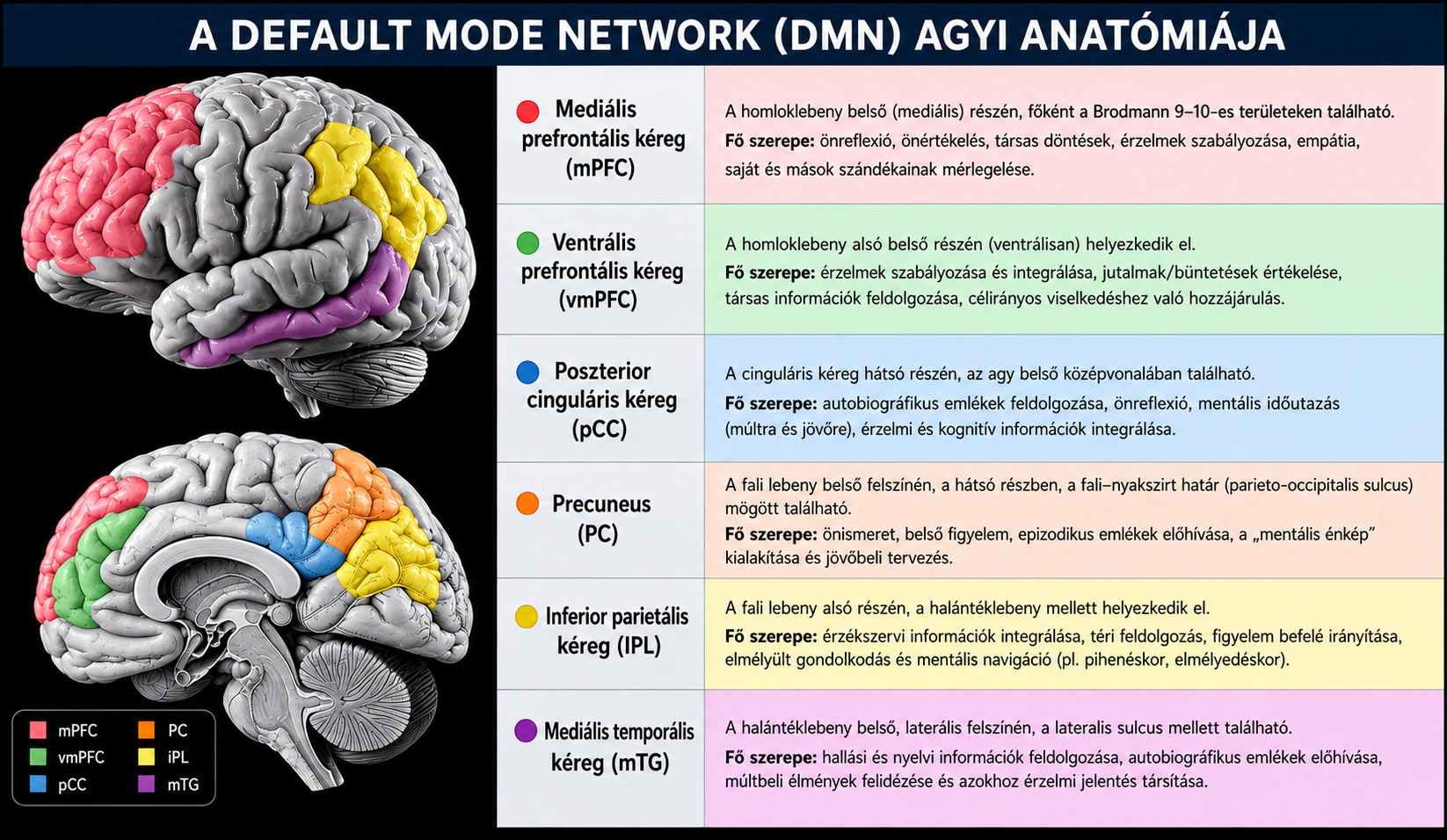 A Én kialakításában fontos szerepet játszó Default Mode Network (DMN) anatómiája