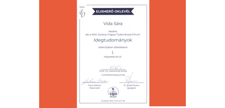 Vida Sára sikere a Korányi Fórumon diakép